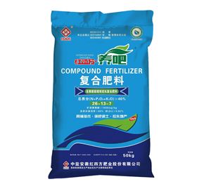 紅四方養(yǎng)吧增效控失肥46%（26-13-7）,適用于小麥、玉米、水稻等大田作物